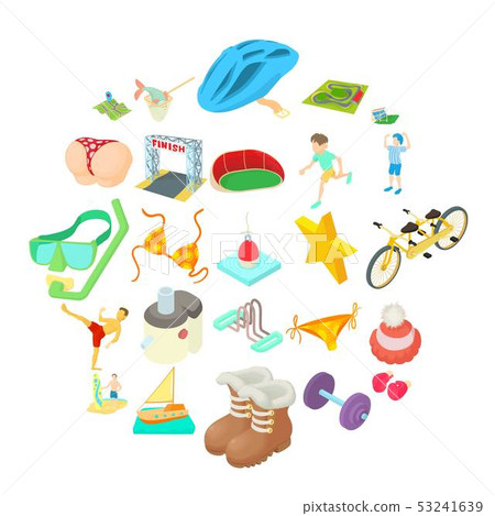 Male sport icons set, cartoon style Male sport icons set, cartoon style 53241639