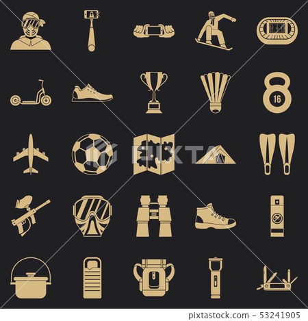 Camping in the woods icons set, simple style 53241905