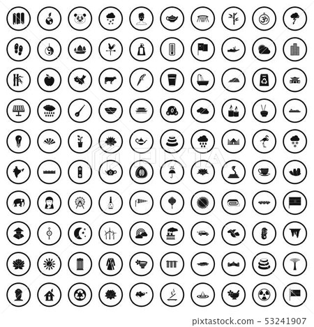 100 lotus icons set, simple style 53241907