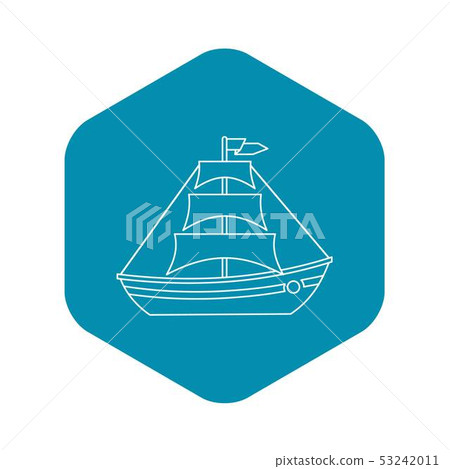 Boat with sails icon, outline style Boat with sails icon, outline style 53242011