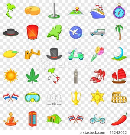 Trip icons set, cartoon style Trip icons set, cartoon style 53242012