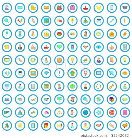 100 company icons set, cartoon style 53242082