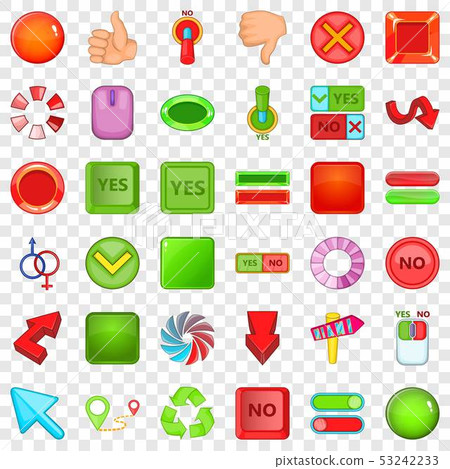 Arrow and button icons set, cartoon style 53242233