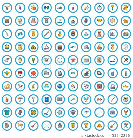 100 competition icons set, cartoon style 100 competition icons set, cartoon style 53242256