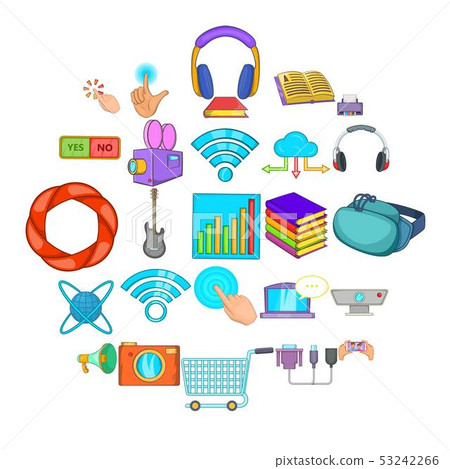 Attachment icons set, cartoon style Attachment icons set, cartoon style 53242266