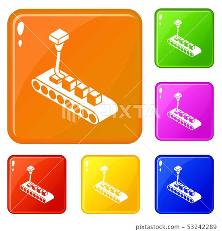 Cube d printing icons set vector color Cube d printing icons set vector color 53242289