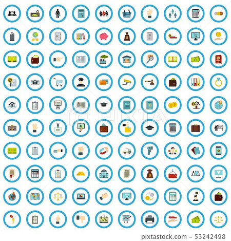 100 charge icons set, flat style 53242498