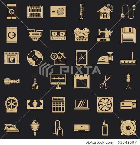 Home appliance icons set, simple style 53242597