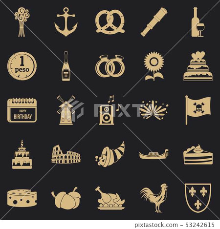 Snacks icons set, simple style 53242615