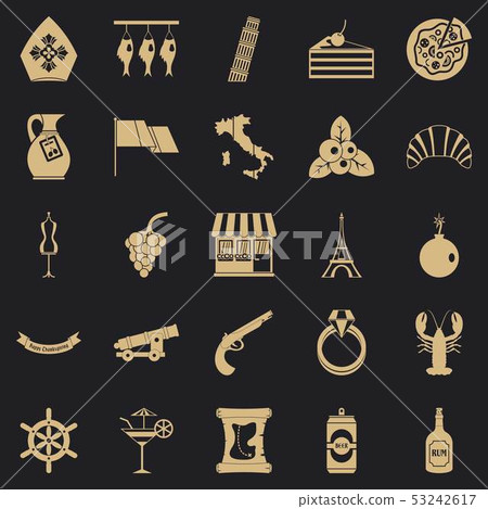 Alcohol icons set, simple style Alcohol icons set, simple style 53242617