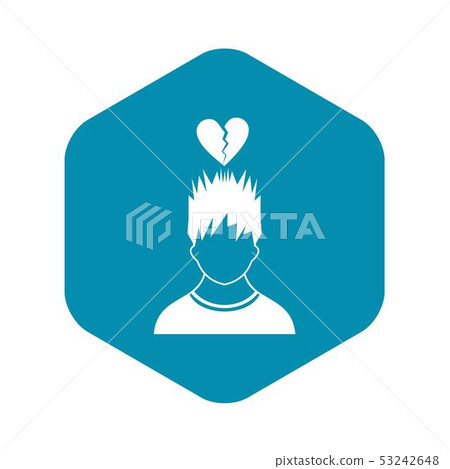 Man with broken red heart over head icon - Stock Illustration [53242648 ...