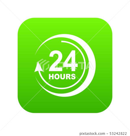 24 hours support icon green vector 53242822