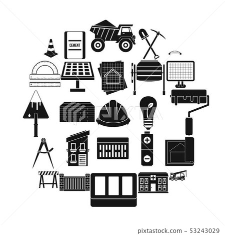 Excavations icons set, simple style 53243029