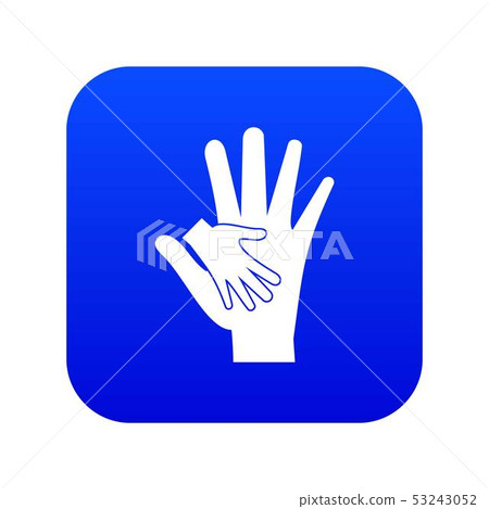 Baby and mother hand icon digital blue Baby and mother hand icon digital blue 53243052