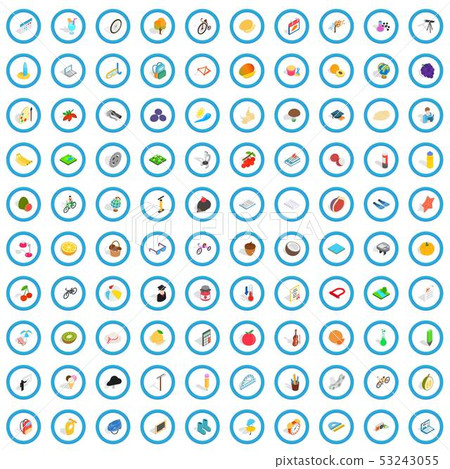 100 childhood icons set, isometric 3d style 100 childhood icons set, isometric 3d style 53243055