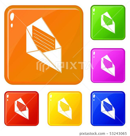 Open envelope icons set vector color Open envelope icons set vector color 53243065