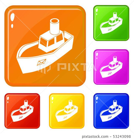 Sea ship delivery icons set vector color 53243098