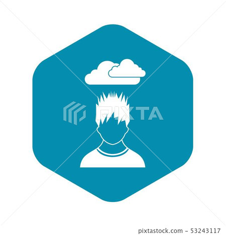 Depressed man with dark cloud over his head icon - Stock Illustration ...