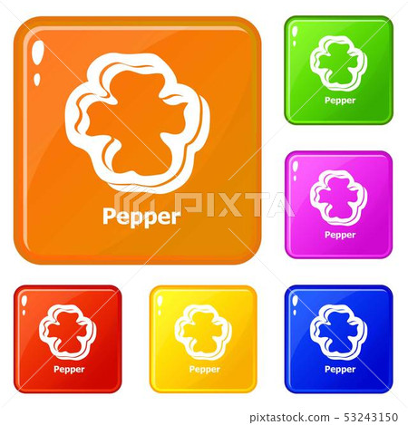 Pepper icons set vector color Pepper icons set vector color 53243150