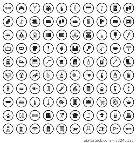 100 housekeeping icons set, simple style 53243155