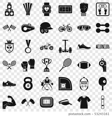 Fitness life icons set, simple style Fitness life icons set, simple style 53243161