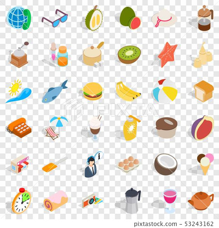 Relaxation icons set, isometric style 53243162