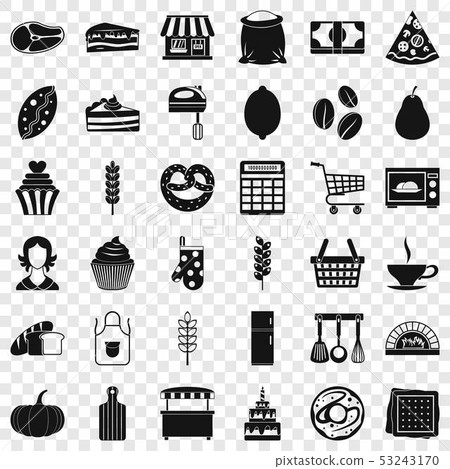 Bakery icons set, simple style Bakery icons set, simple style 53243170