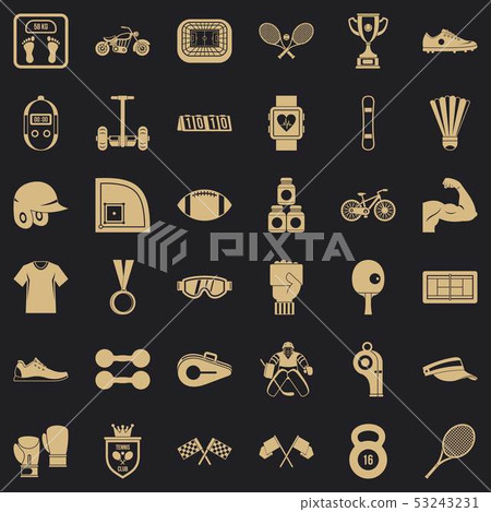 Athlete icons set, simple style Athlete icons set, simple style 53243231