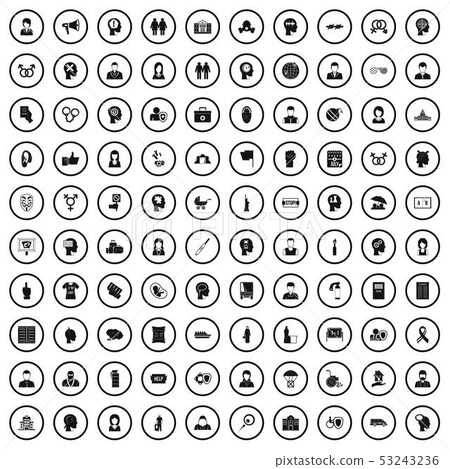 100 human rights icons set, simple style 100 human rights icons set, simple style 53243236