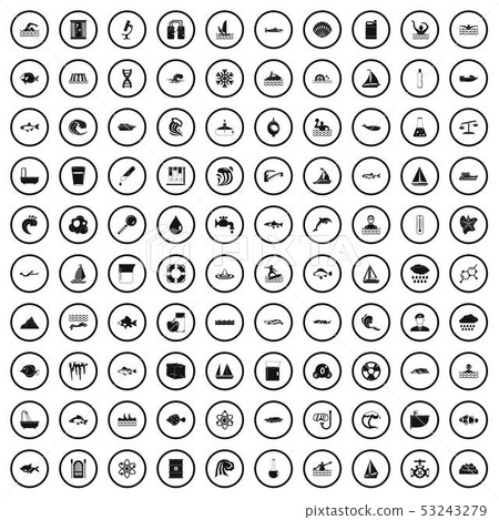 100 hydrology icons set, simple style 100 hydrology icons set, simple style 53243279