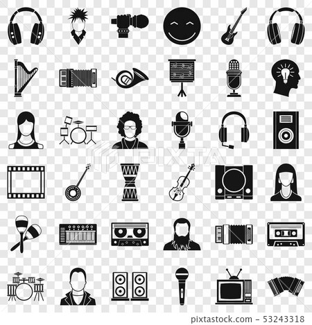 Music icons set, simple style Music icons set, simple style 53243318