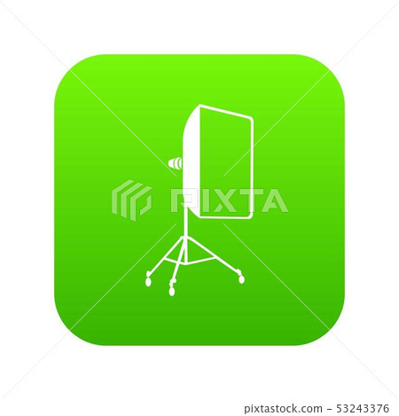 Studio light bulb in softbox icon green vector 53243376