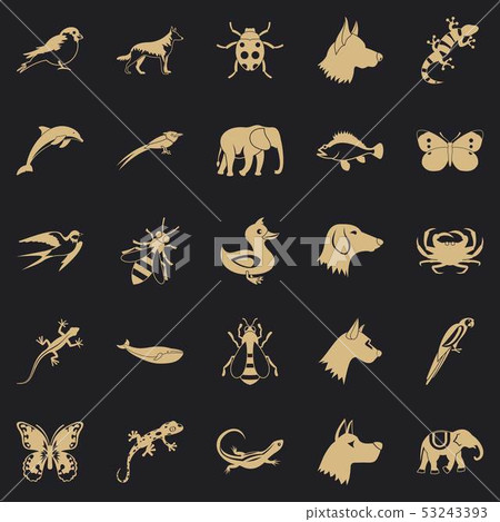 Animal kingdom icons set, simple style Animal kingdom icons set, simple style 53243393