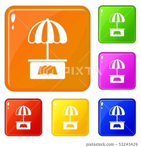 City stall icons set vector color 53243429