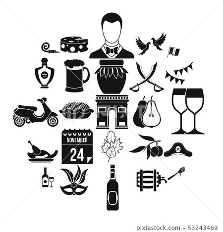 Binge icons set, simple style 53243469