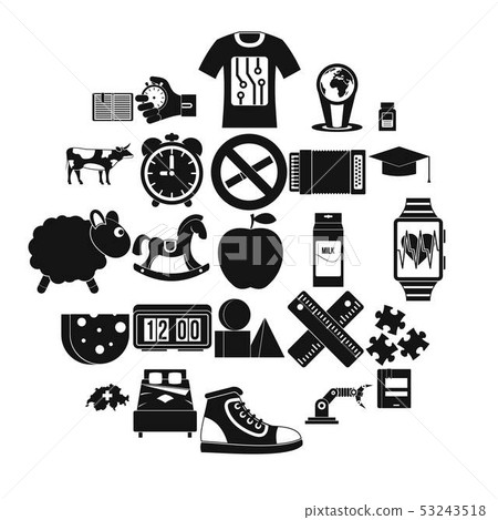 Alarm icons set, simple style 53243518