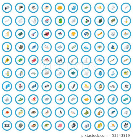 100 corporation icons set, isometric 3d style 100 corporation icons set, isometric 3d style 53243519