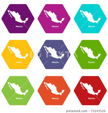 Mexico map icons set 9 vector 53243520