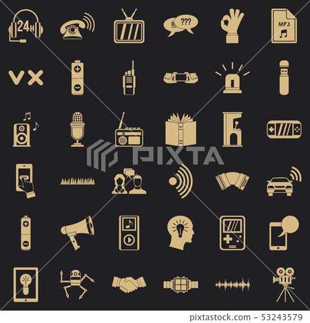 Audio icons set, simple style 53243579