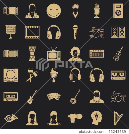 Music icons set, simple style Music icons set, simple style 53243589