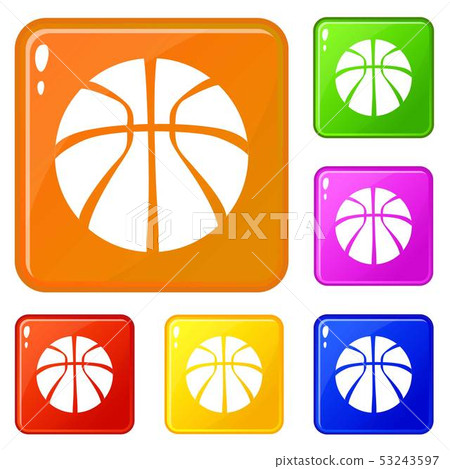 Basketball icons set vector color Basketball icons set vector color 53243597