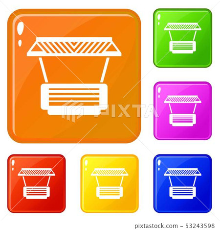 Modern stall icons set vector color Modern stall icons set vector color 53243598