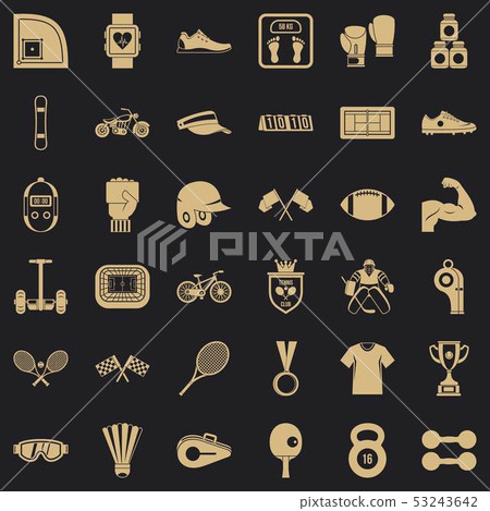 Training icons set, simple style Training icons set, simple style 53243642