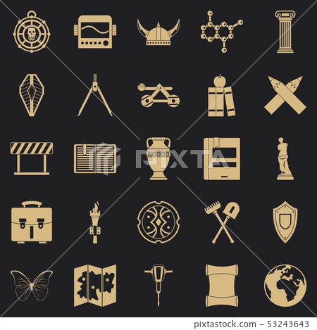 Archeology icons set, simple style Archeology icons set, simple style 53243643