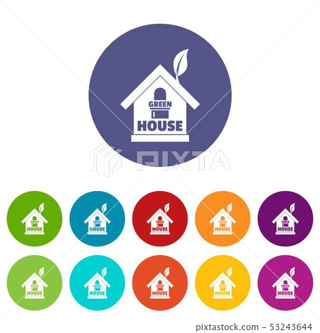 Green house icons set vector color 53243644