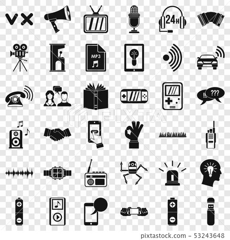 Audio icons set, simple style Audio icons set, simple style 53243648