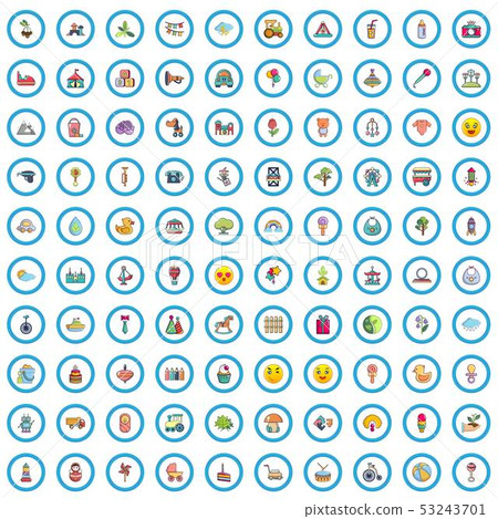 100 childrens park icons set, cartoon style 100 childrens park icons set, cartoon style 53243701