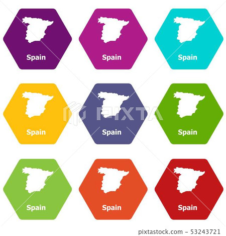 Spain map icons set 9 vector Spain map icons set 9 vector 53243721