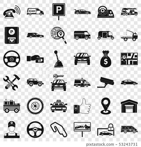 Automobile icons set, simple style Automobile icons set, simple style 53243731