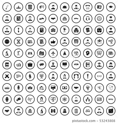 100 intelligent icons set, simple style 100 intelligent icons set, simple style 53243808